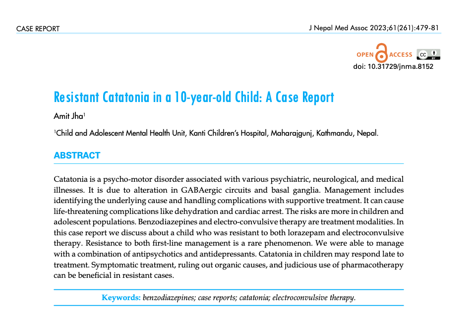 Resistant Catatonia in a 10-year-old Child: A Case Report