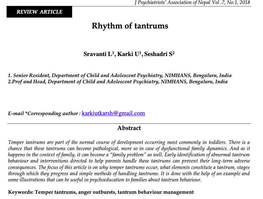Rhythm of tantrums