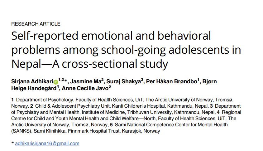 Self-reported emotional and behavioral problems among school-going adolescents in Nepal—A cross-sectional study