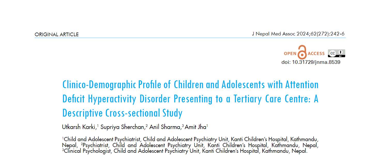 Clinico-Demographic Profile of Children and Adolescents with Attention Deficit Hyperactivity Disorder Presenting to a Tertiary Care Centre: A Descriptive Cross-sectional Study
